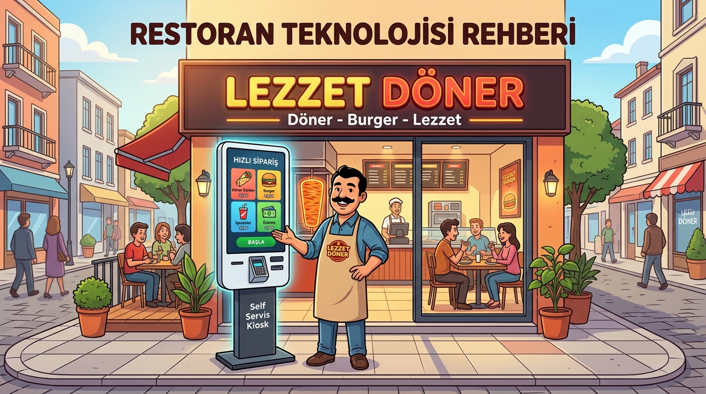 Restoran ve fast-food esnafı için self-servis kiosk yatırım rehberi kapak illüstrasyonu